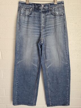 $255 Rag & Bone Miramar Straight Leg Denim Sweatpant Jeans in Blue Mel Wash, M